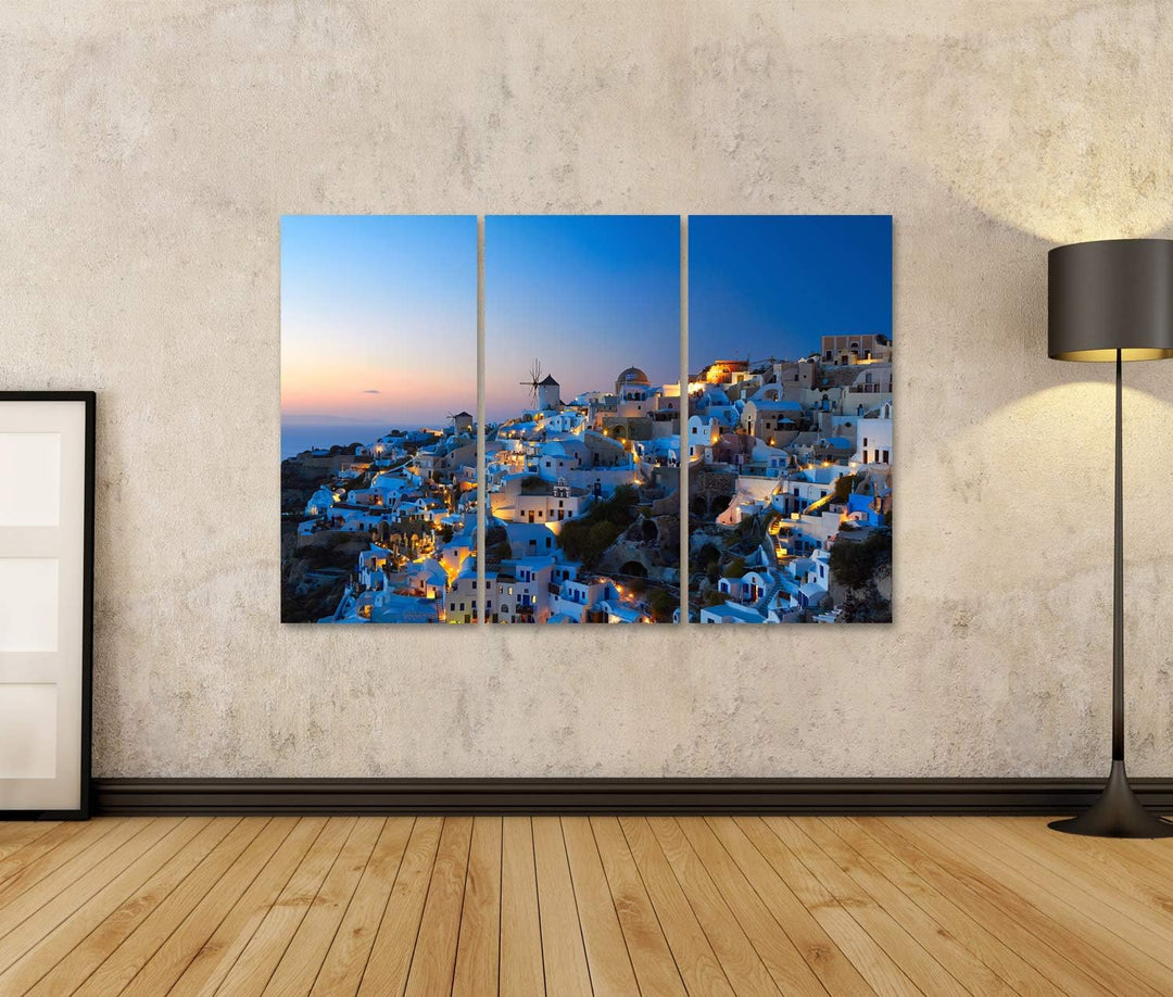 islandburner Bild auf Leinwand Santorini Oia Abend Dorf Insel Griechenland Bilder Wandbilder Poster