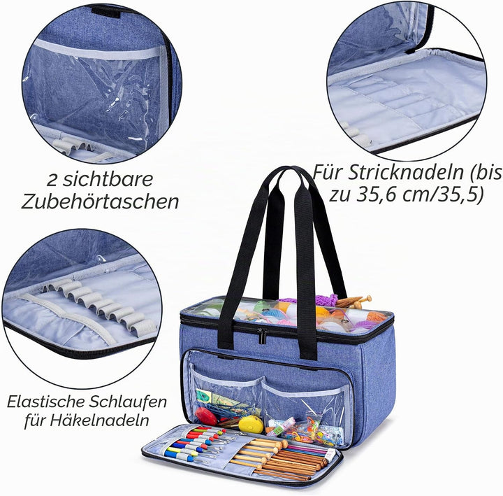 Yarwo Tasche für Garnaufbewahrung, Stricktasche zur Aufbewahrung von Wolle, Handarbeitstasche mit Gr