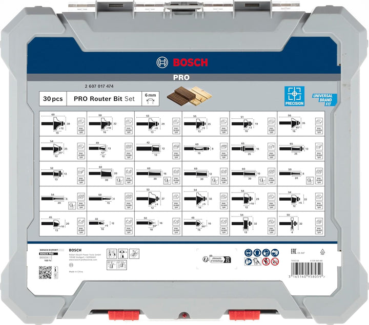 Bosch Professional 30tlg. Fräser Set Mixed (für Holz, für Oberfräsen mit 6 mm Schaft) 30 tlg. | Mixe