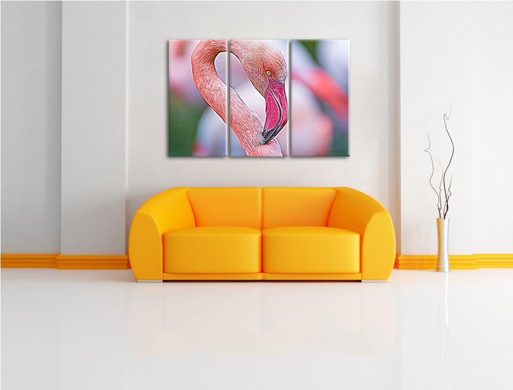 prächtiger Flamingo Spezial 3-Teiler Leinwandbild 120x80 Bild auf Leinwand, XXL riesige Bilder ferti