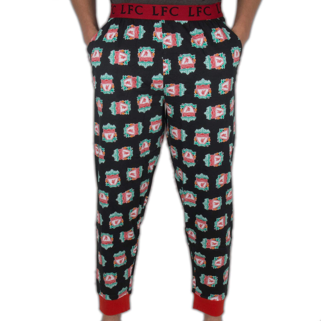 Liverpool FC Herren Lounge- und Pyjamahose mit Bund - 100% Baumwolle M Schwarz, M Schwarz