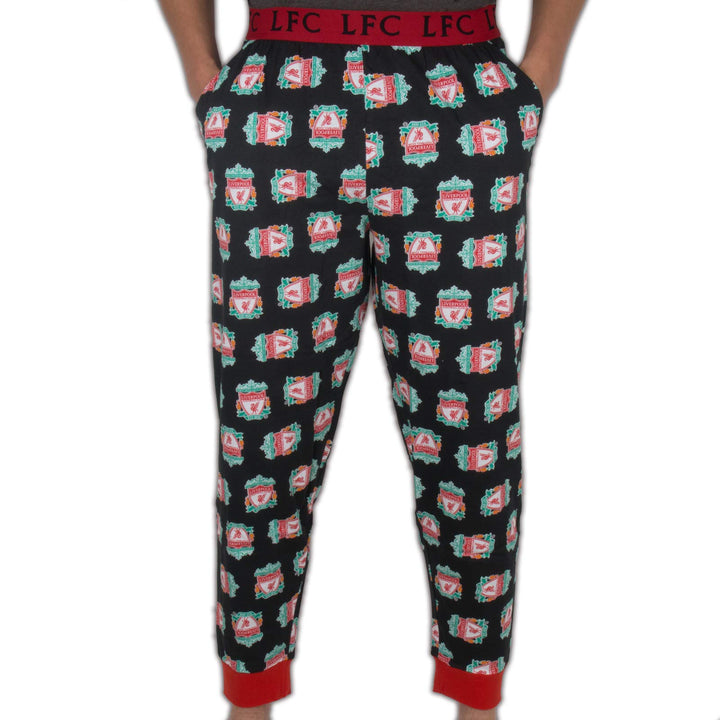 Liverpool FC Herren Lounge- und Pyjamahose mit Bund - 100% Baumwolle M Schwarz, M Schwarz
