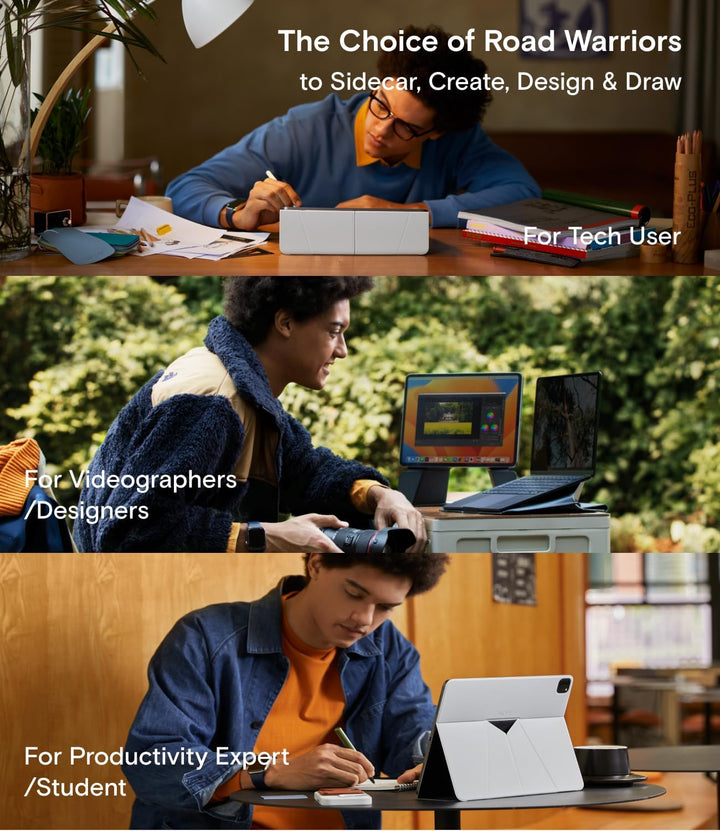 MOFT Tablet Ständer für Schreibtisch, Leder Folio Verstellbarer iPad Ständer Magnetische Hülle mit M