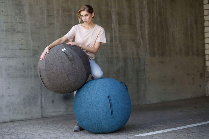 VLUV® BOL STOV Sitzball Büro Ergonomisch [Atmungsaktiv mit Tragegriff und Wegrollschutz] Waschbarer
