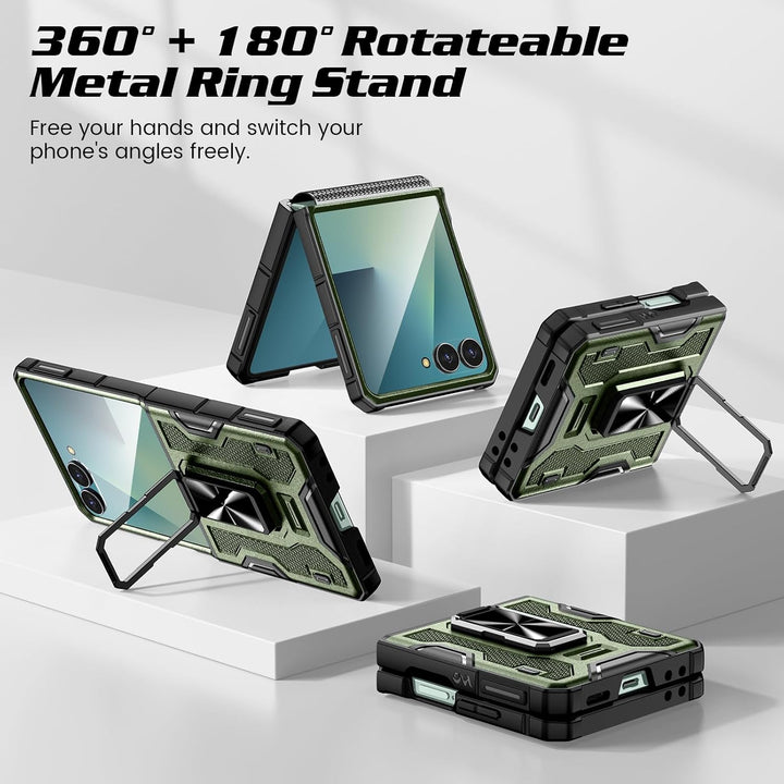 Doeshine für Samsung Galaxy Z Flip 7 Hülle [Not für Flip 7FE] mit Rotate Ständer & Kameraschutz, Gan