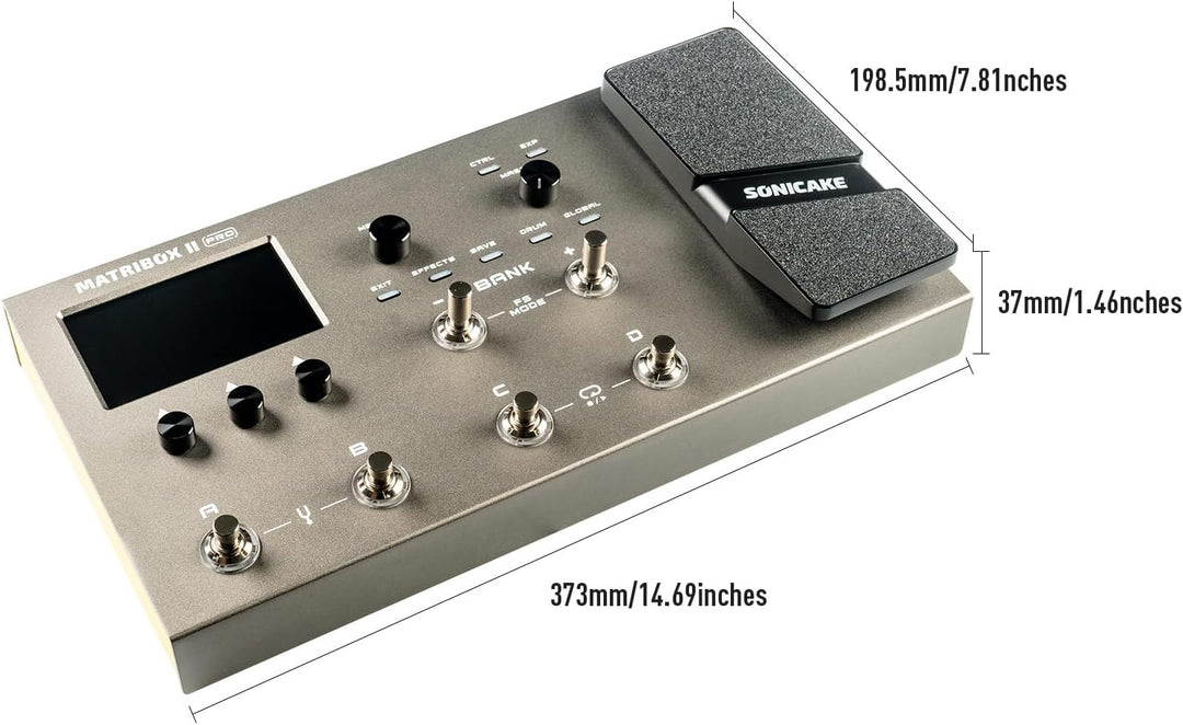 SONICAKE Multi Effekte mit Expression Pedal Guitar Bass Amp Modeling IR Cabinets Simulation FX Loop