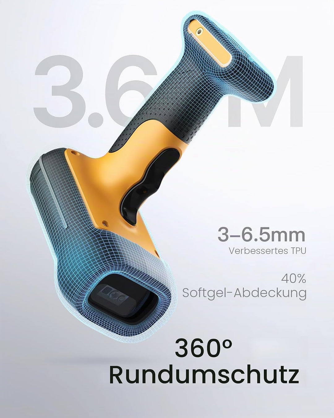 Inateck IP67 Barcode Scanner Kabellos 1D, Wasser-und Staubdicht, BCST-61 | Industrial, Bluetooth, 2.
