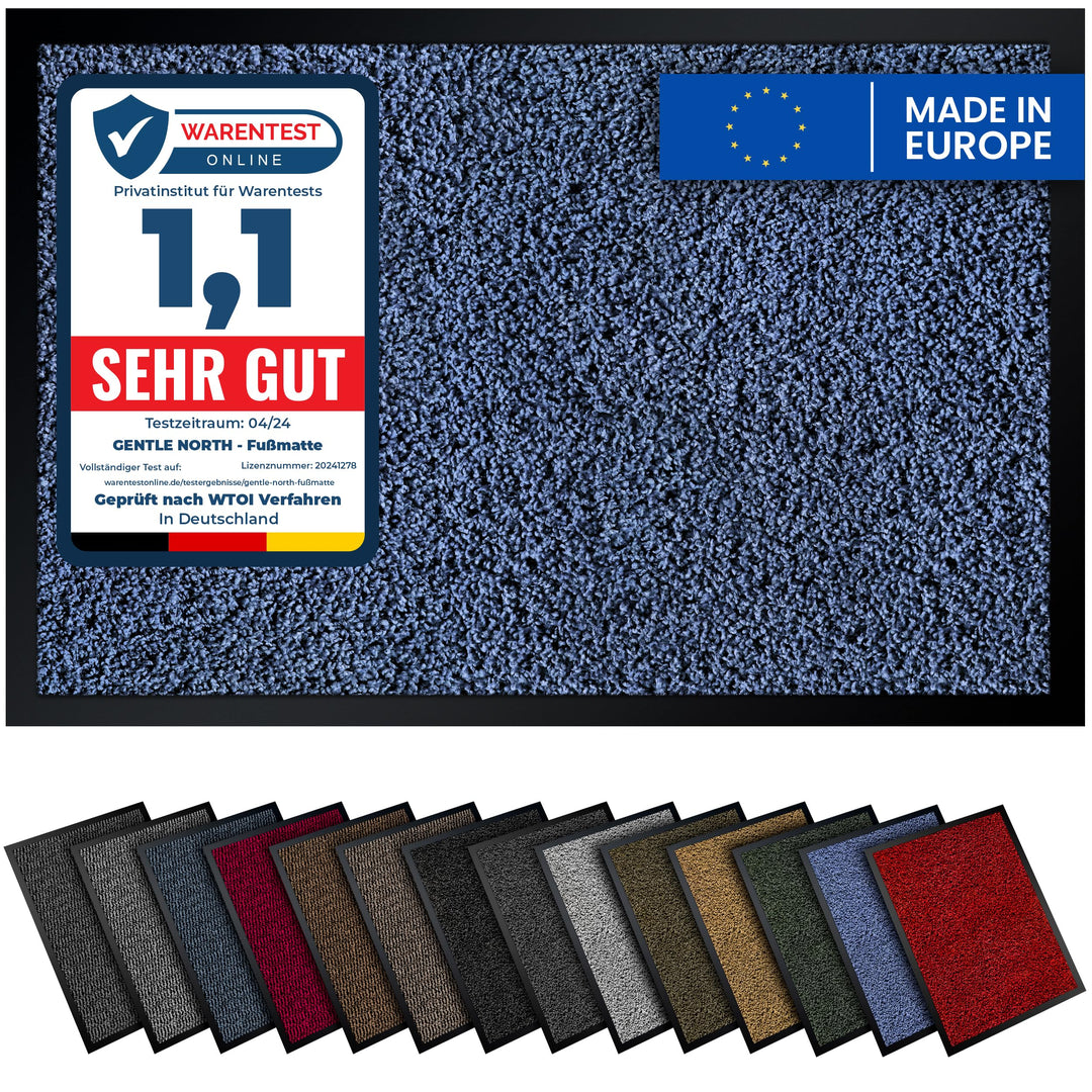 Gentle North Hochwertige Fussmatte blau 80x120 gross für Innen & Aussen - Schmutzfangmatte rutschfes