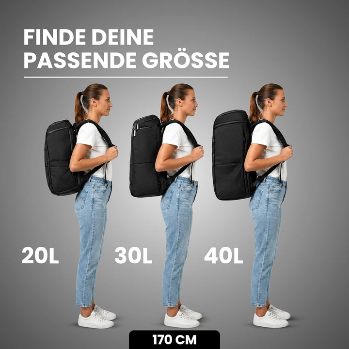 Zeeksack The Organizer - Grosser Rucksack Schwarz 40L - Wasserabweisende Reisetasche mit Laptopfach,