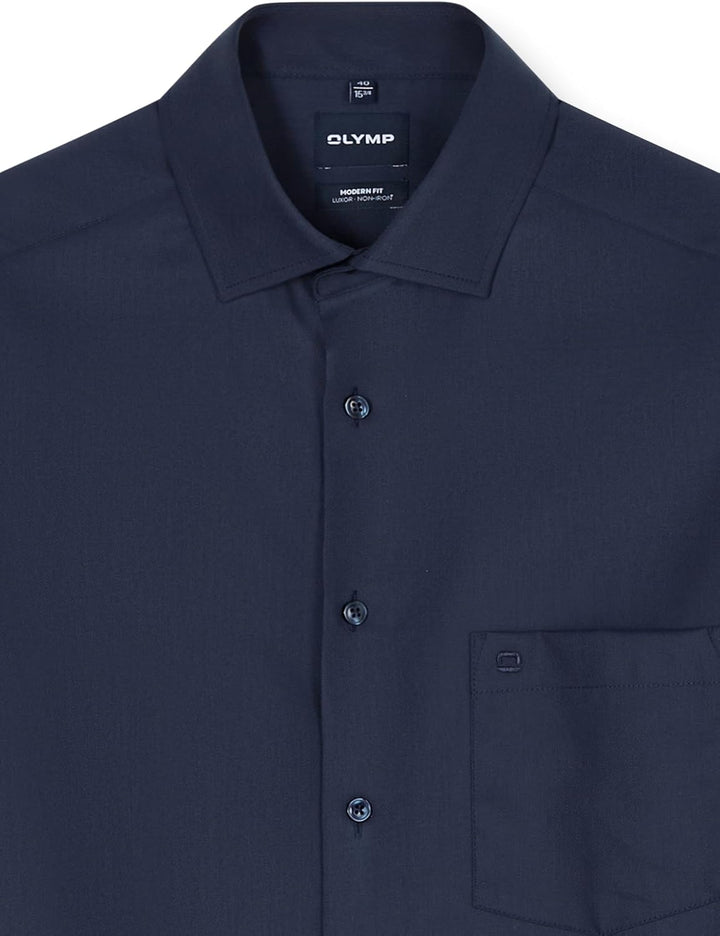 OLYMP Luxor comfort fit Hemd Langarm Karo 45 Nachtblau 14, 45 Nachtblau 14