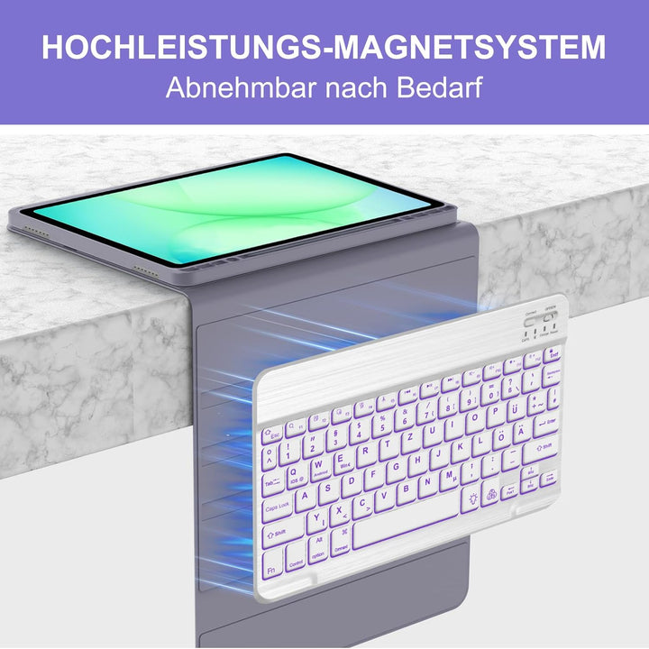 Hülle mit Tastatur für Samsung Galaxy Tab A11+ 11" (2025) & Galaxy Tab A9+ 11" (2023) – Deutsch Keyb