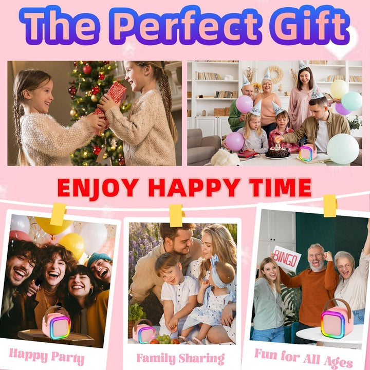 Karaoke Maschine für Kinder mit 2 Bluetooth Mikrofonen,Tragbare Kinder Karaoke-Lautsprecher,Mini Blu