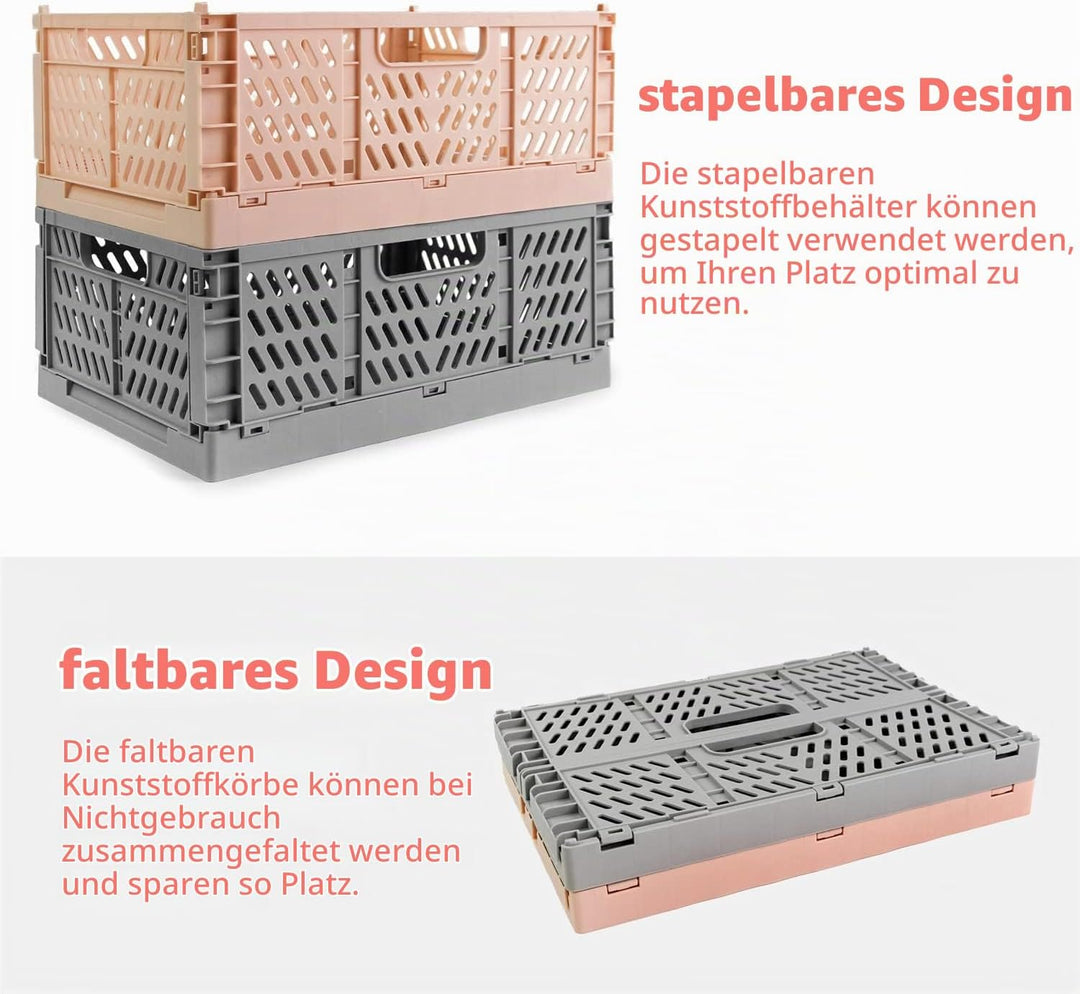Spesh 2 Stücke Klappboxen Faltbar Aufbewahrungskorb Plastik Klappkisten Kunststoff Stabil Lagerkiste