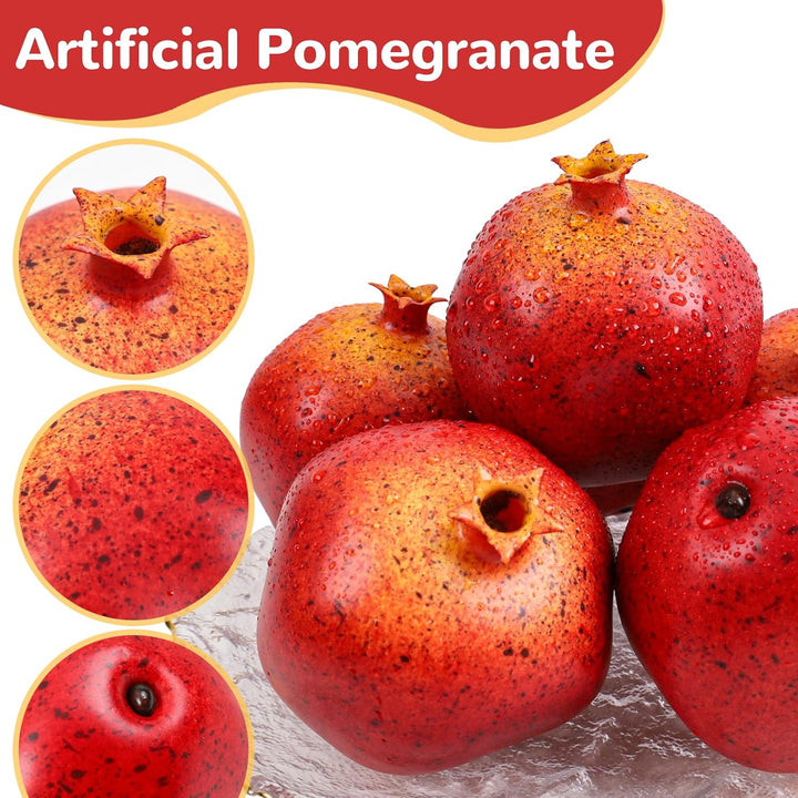 6 Stück Künstliche Granatäpfel, naturgetreues Kunstobst zur Dekor | Künstliche granatäpfel als obsts