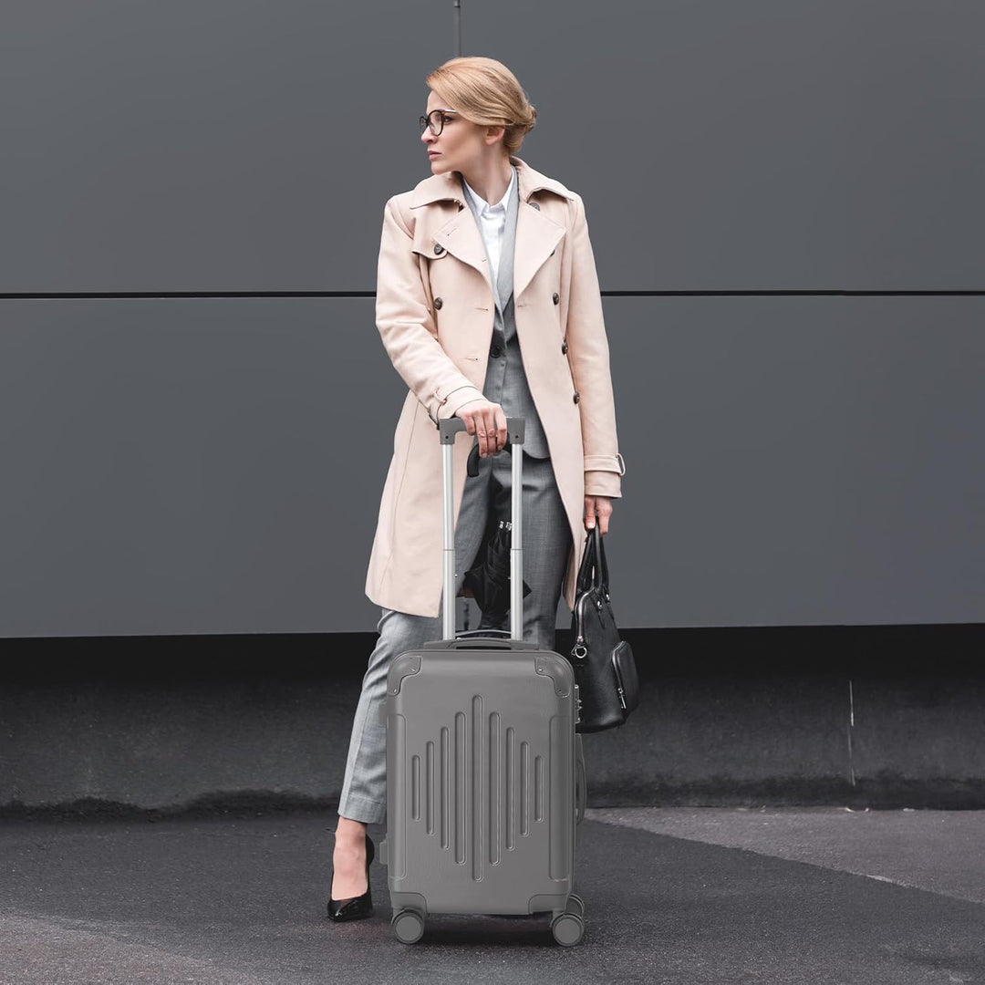 LALAHO Zwillingsrollen Reisekoffer Koffer Trolleys Hartschale M-L-XL-Set (Dunkelgrau, M, 55CM) Dunke
