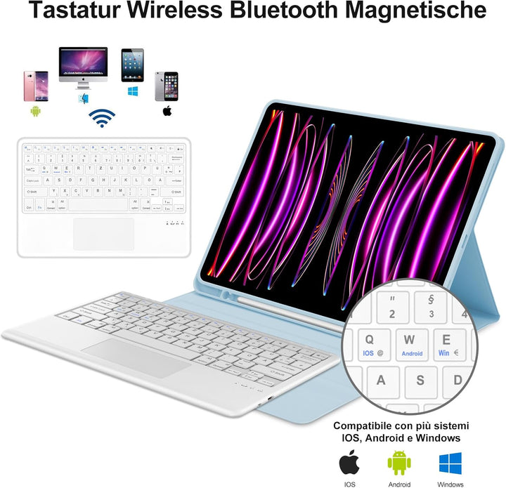 IVEOPPE Tastatur für iPad Pro 12,9, Hülle mit Tastatur für iPad Pro 6. Generation, Bluetooth QWERTZ