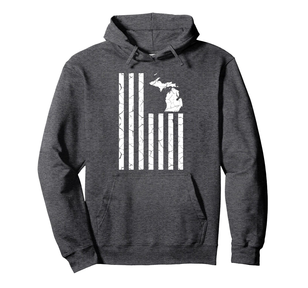 Michigan Cracked American Flag State Pride Pullover Hoodie