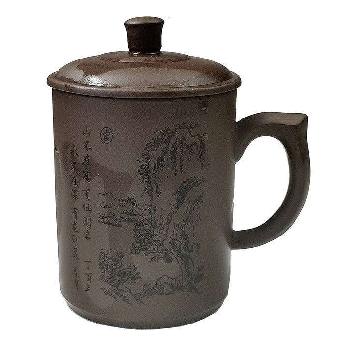 Lila Sand Ton Teetasse 500 ml Chinesische Zisha Teetassen Griff Lippe Tassen (schwarz), Schwarz
