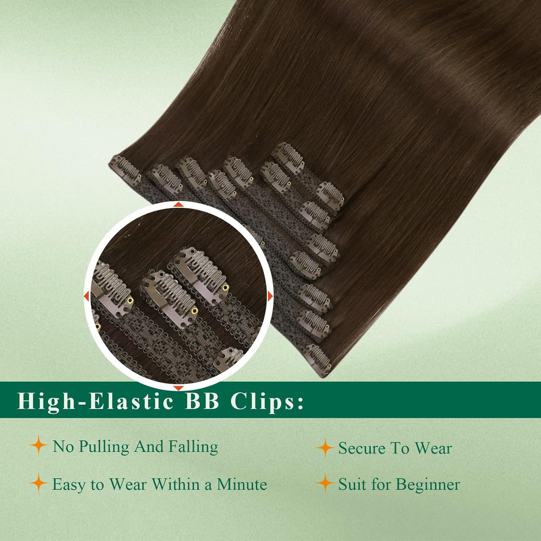 Easyouth Echthaar Extensions Clip in Brau Echthaar Clip in Extensions Echthaar Remy Clip in Haarverl