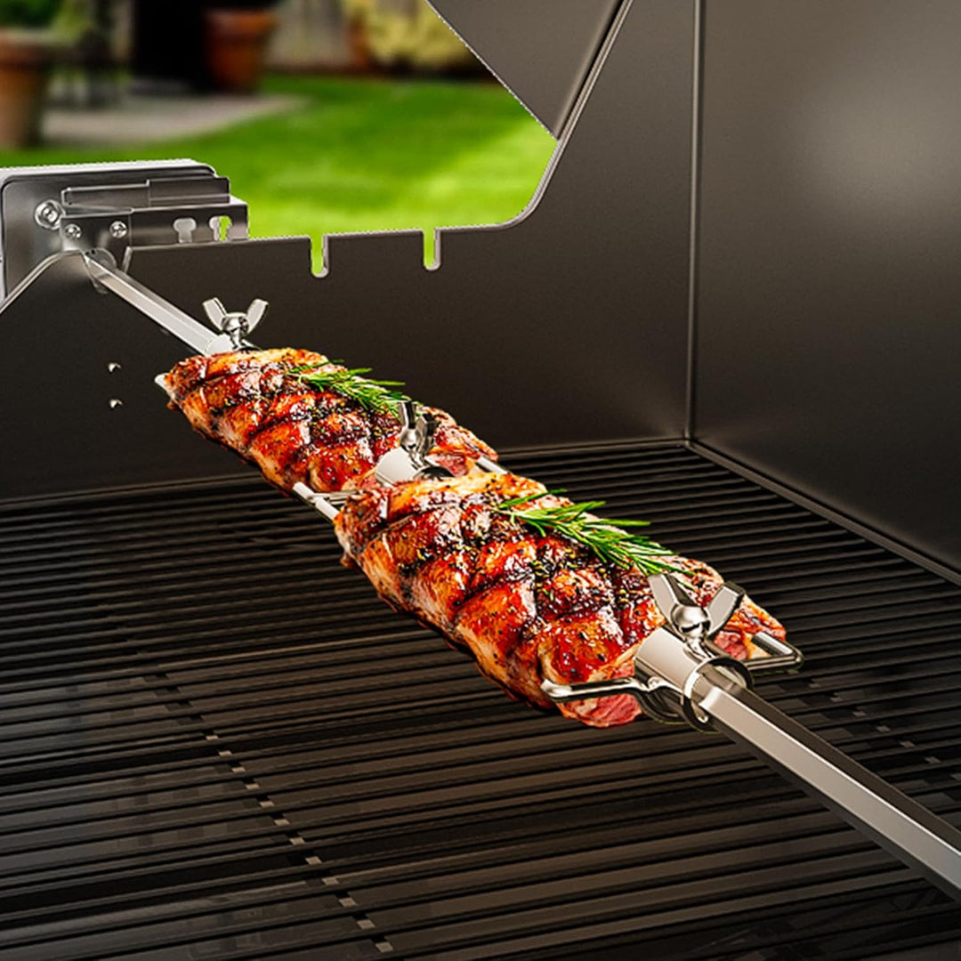 Onlyfire Fleischnadeln für Grillspiess, Enthält Fleischklammer Doppelt und 2 Fleischnadel, Grill Fle