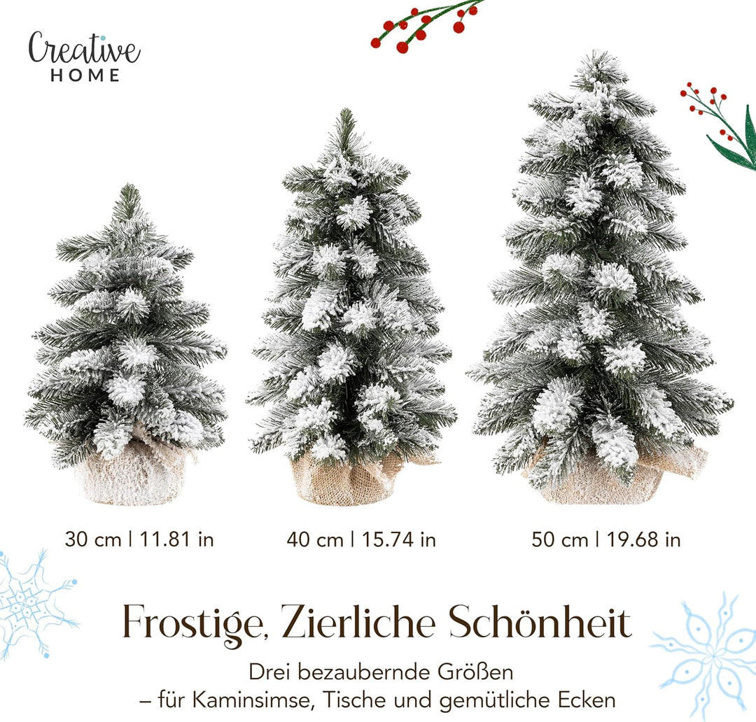 Creative Home Künstlicher Weihnachtsbaum mit Schnee | Tannenbaum Künstlich im Jutesack | 30 cm | Dek