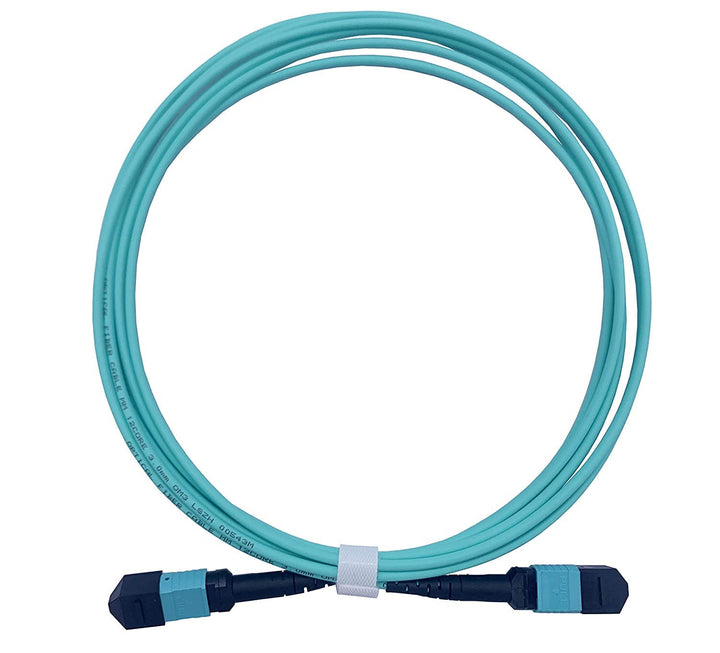 Elfcam® - Glasfaserkabel MPO weiblich auf MPO weiblich, Multimode OM3 50/125um, LSZH, Typ B (15 m, 8