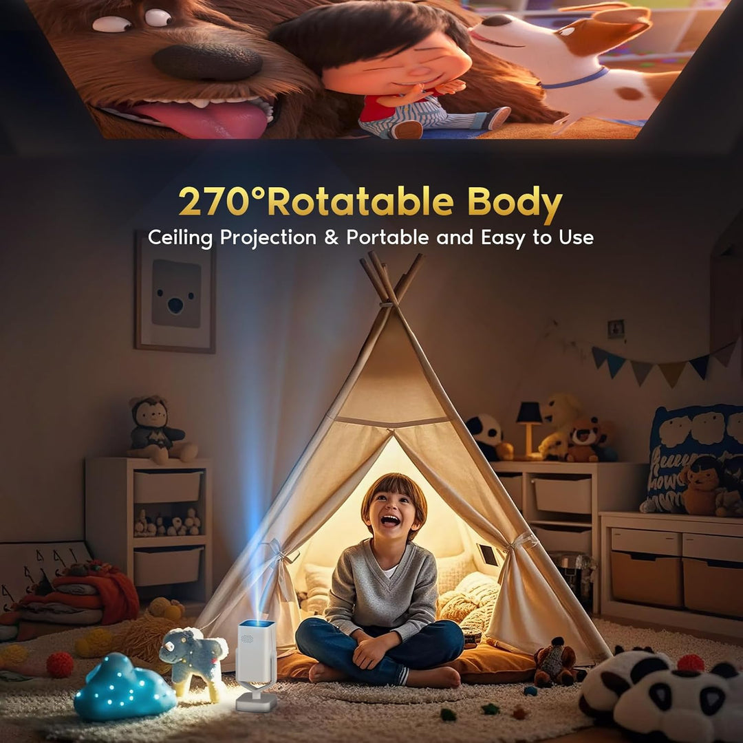 Smart Mini Beamer Android 11, Unterstützt 4K 1080P, Beamer Klein Projektor Tragbarer mit WiFi 6 und