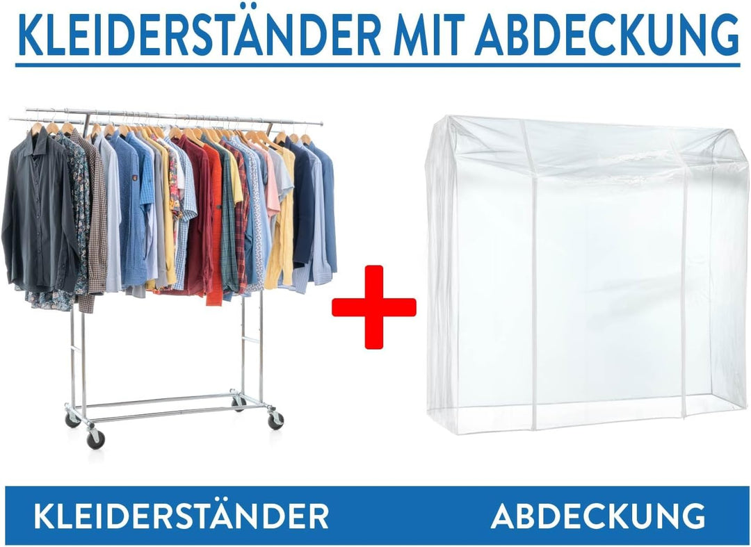 Tatkraft Denver & Safe – Schwerlast Kleiderständer mit Schutzhülle, bis 110 kg, Doppel-Kleiderstange