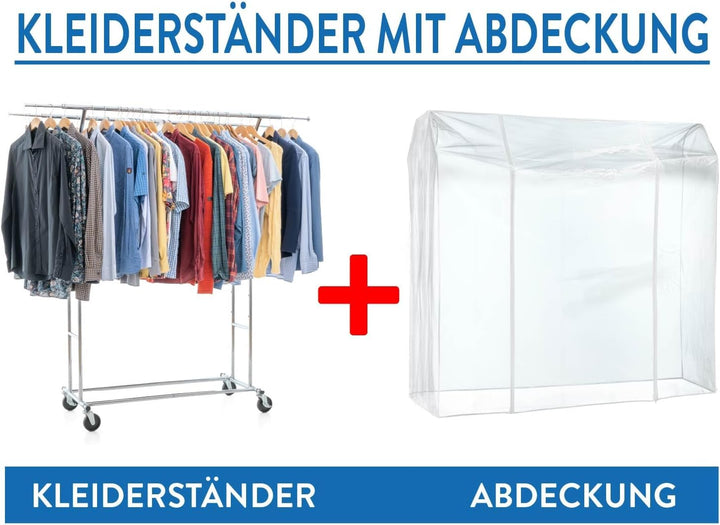Tatkraft Denver & Safe – Schwerlast Kleiderständer mit Schutzhülle, bis 110 kg, Doppel-Kleiderstange