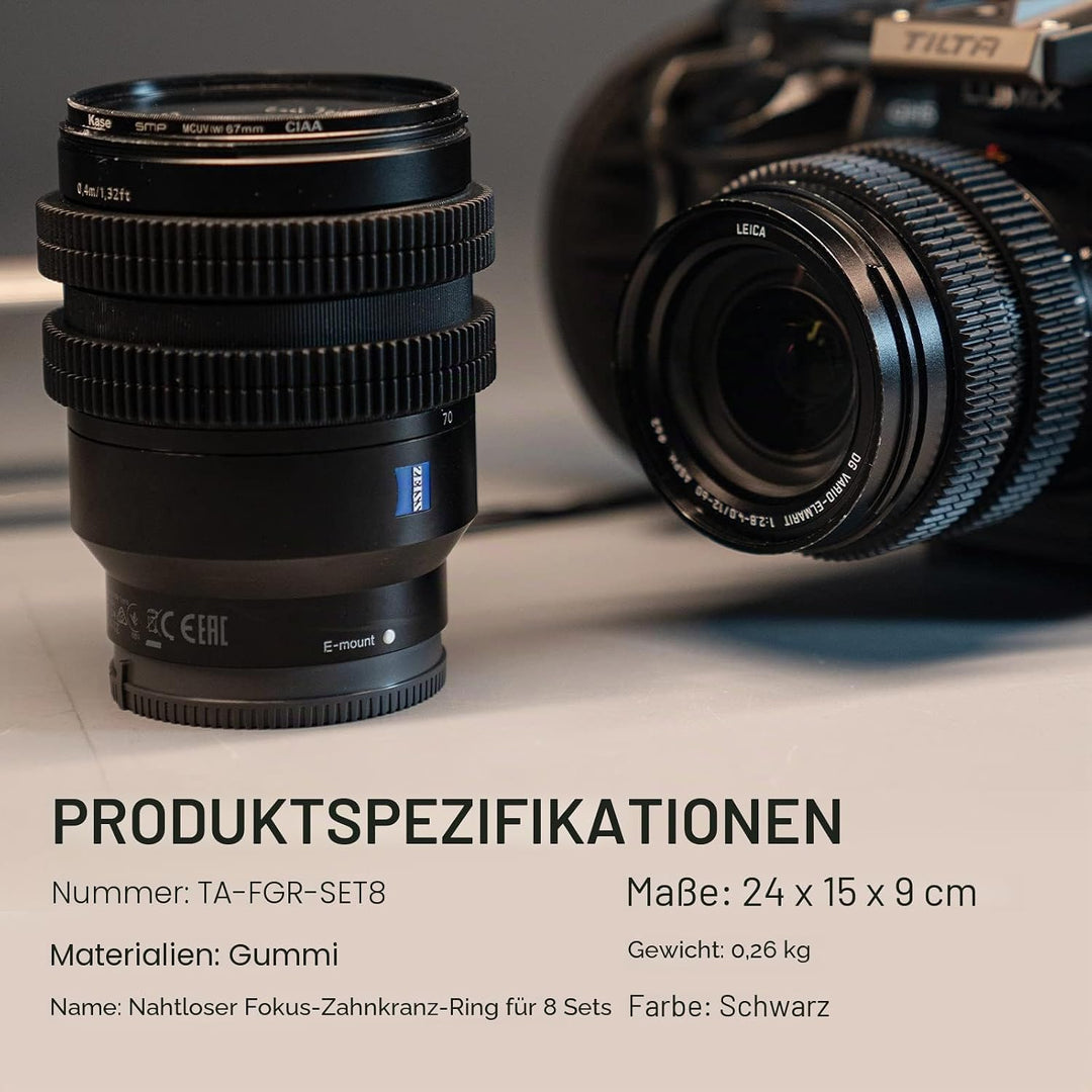 Tilta Seamless Focus Gear Ring (8 Stück), 360° Seamless Rotation Silent für Tilta Mini Follow Focus