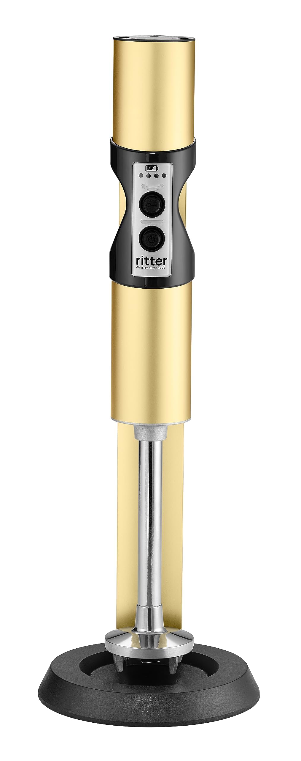 ritter stilo 7 kabelloser Stabmixer, Pürierstab mit Akku aus Vollmetall, Made in Germany, Gold