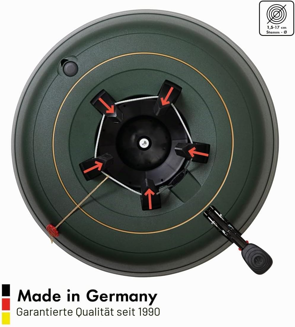 KRINNER Weihnachtsbaum Christbaumständer PREMIUM XXL grün inkl. Fusspedal- und Einseiltechnik Sicher