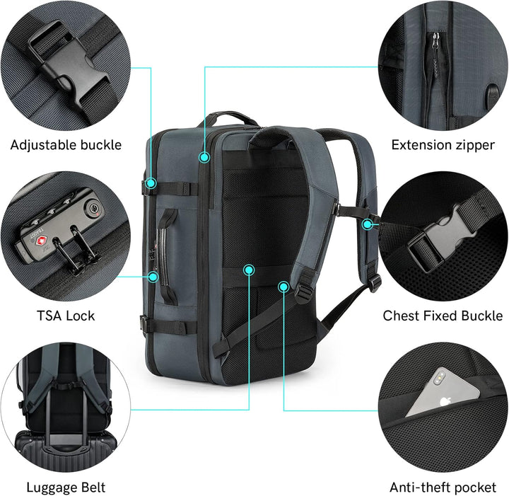 Kingsons Handgepäck-Rucksack, 40 l Reiserucksack, Tagesrucksack, College-Rucksack, passend für bis z