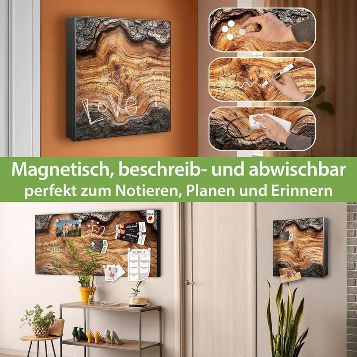 banjado Grosser Schlüsselkasten Glas - Schlüsselbox 30x30cm mit 50 Haken - Schlüsselkasten modern fü