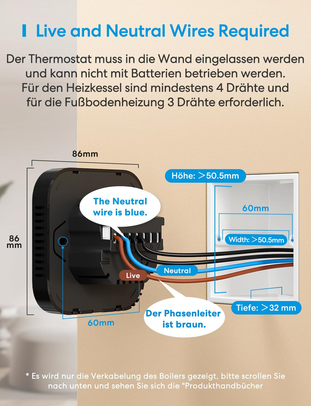 Meross Heizungsthermostat Thermostat Heizung Smart Fussbodenheizungsthermostat WLAN Digitaler Berühr
