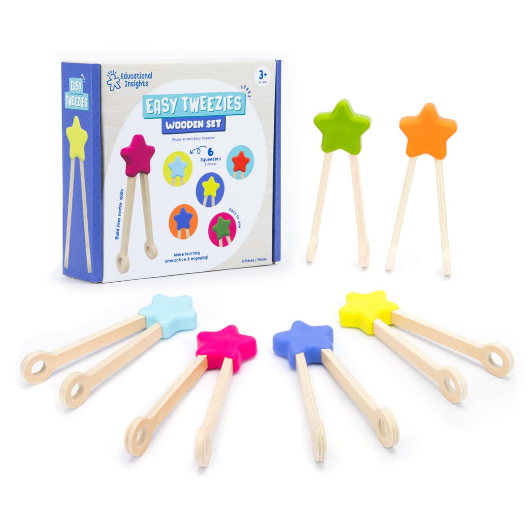 Learning Resources Easy Tweezies Gruppenset, Montessori Holzpinzetten ab 3 Jahren, Feinmotorik-Werkz