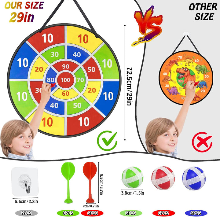 Klett Dartscheibe Kinder 71cm Dart Board Doppelseitige Dartspiel mit 12 klettballspiel wurfspiel Kin