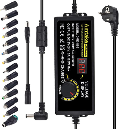 Einstellbares Netzteil 3V-24V Universal Netzteiladapter 5A 120W Verstellbarer Netzadapter 100V-240V