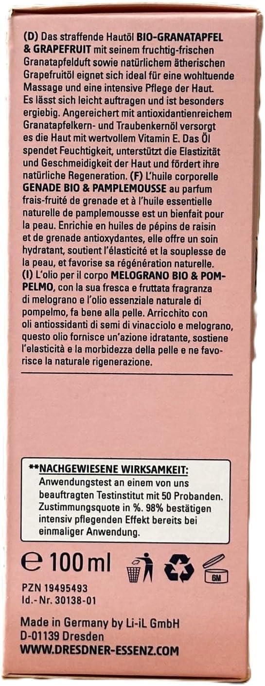 2er Packc Dresdner Essenz Straffendes Hautöl Bio-Granatapfel & Grapefruit, 2x 100ml