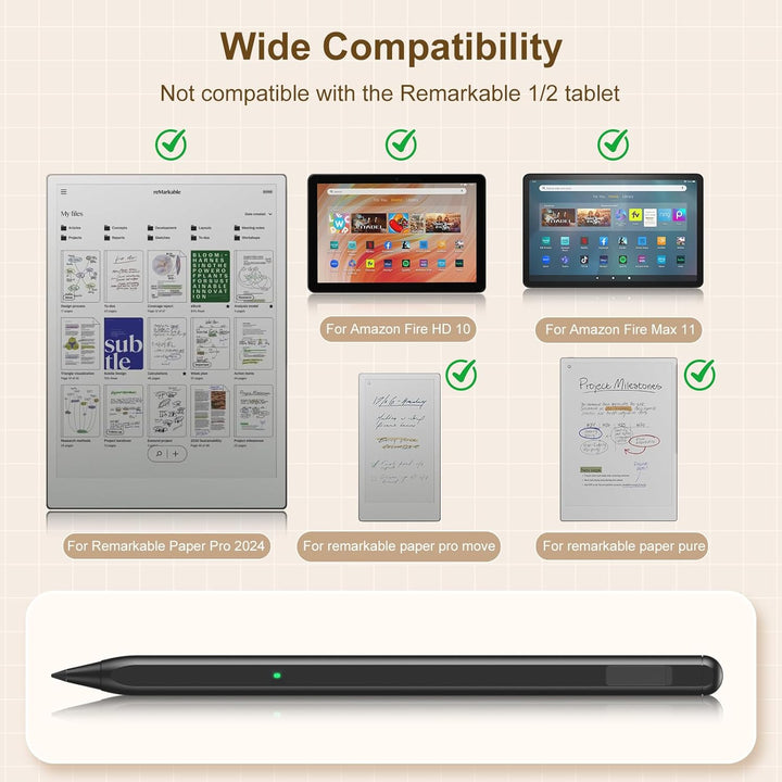 TiMOVO Magnetischer Stylus Stift Kompatibel mit Remarkable Paper Pro/Pro Move Stift mit Radiergummi,