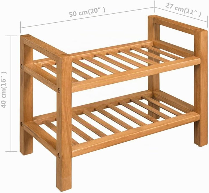 vidaXL Schuhregal Schuhaufbewahrung mit 2 Etagen Eiche Massiv 50x27x40 cm Abmessungen: 49,5 x 27 x 4