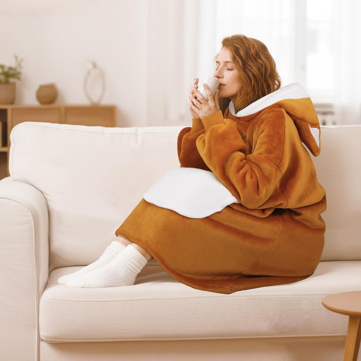 Queenshin Hoodie Decke mit Ärmeln Kuscheldecke Deckenpullover für Damen Herren, Tragbare Decke zum A