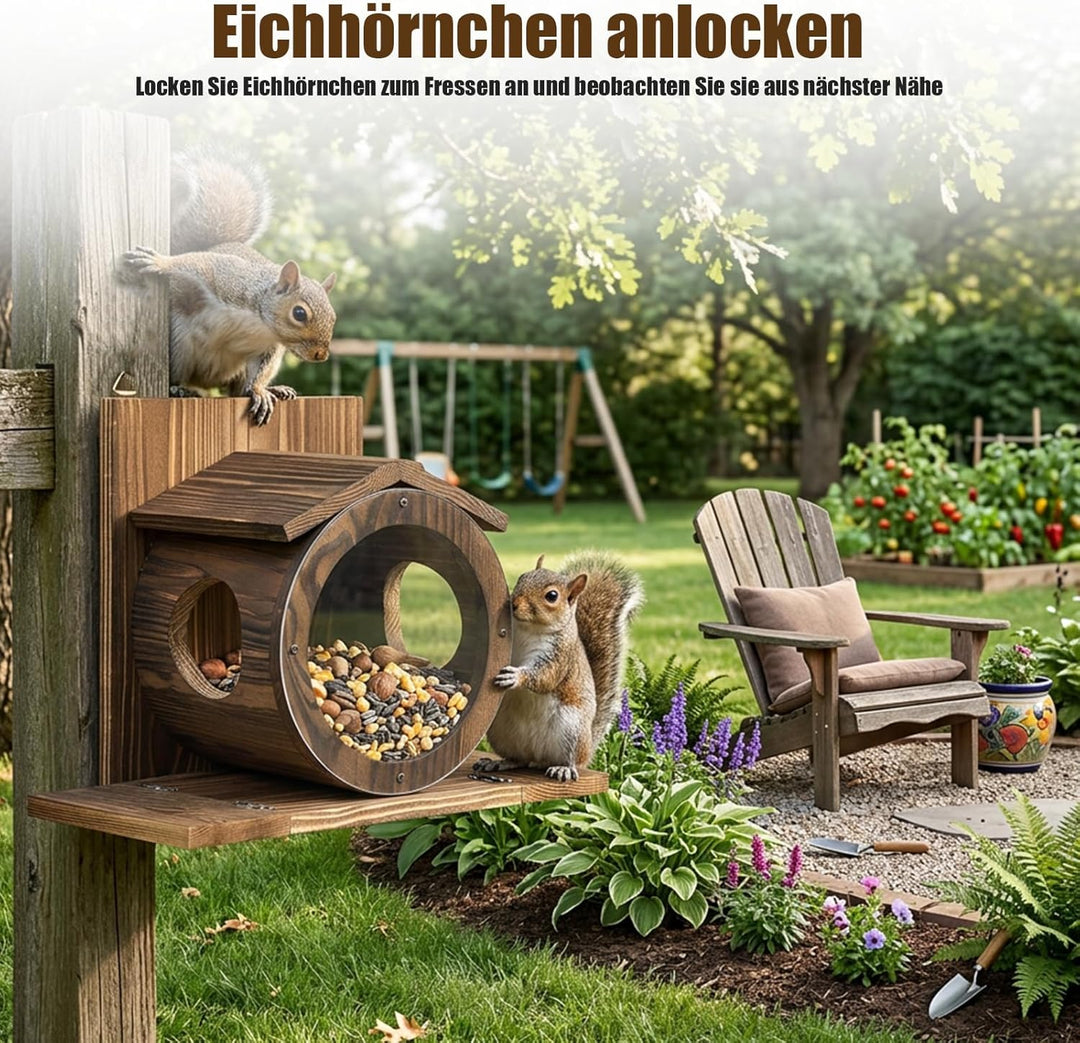 Eichhörnchen Futterhaus aus Holz - Futterhaus Eichhörnchen Wetterfest, Hängendes Eichhörnchenhaus, m