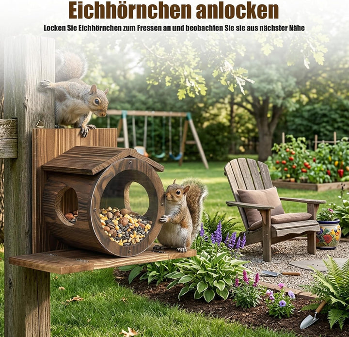 Eichhörnchen Futterhaus aus Holz - Futterhaus Eichhörnchen Wetterfest, Hängendes Eichhörnchenhaus, m