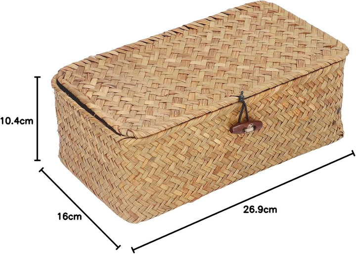 Aufbewahrungskorb aus Natürlichem Seegras, Gewebt, Rechteckig, Regal, Korb, Schreibtisch-Organizer m