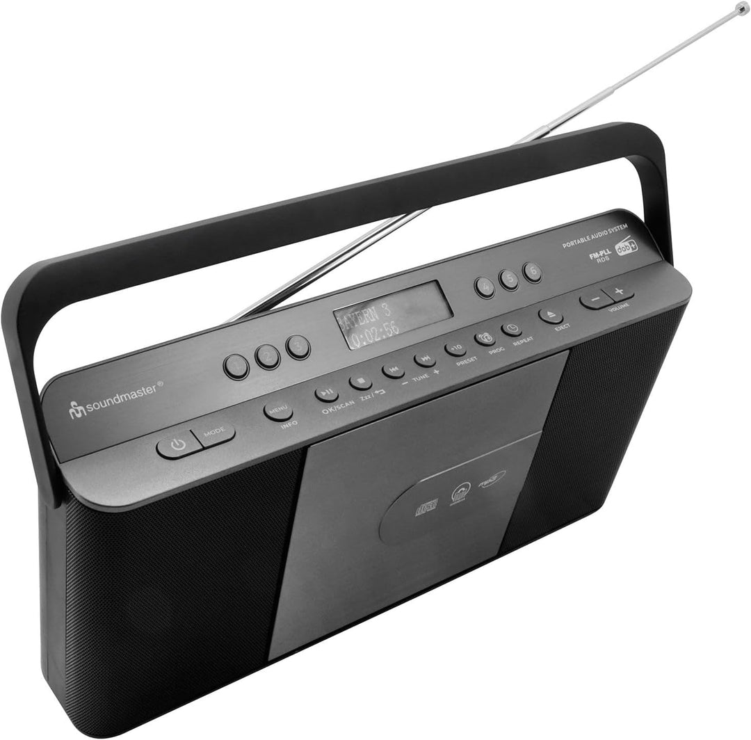 Soundmaster RCD1870SW tragbares Digitalradio mit CD-Player DAB+ UKW-RDS USB Wecker Hörbuch Einschlaf