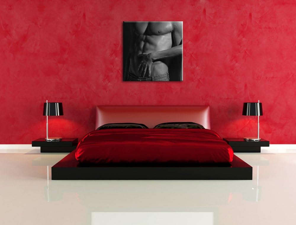 Nackter Mann mit Frau, Format: 70x70 auf Leinwand, XXL riesige Bilder fertig gerahmt mit Keilrahmen,