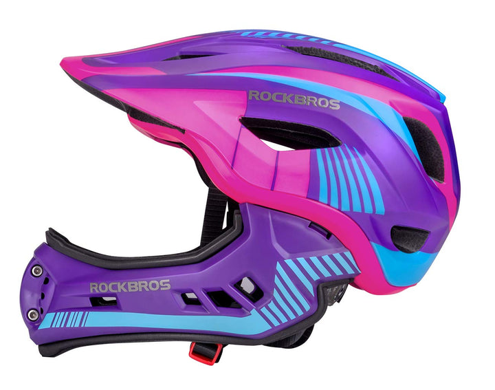 ROCKBROS Kinderhelm Integriert Fahrradhelm Kinder Jugend Fullface Helm mit Abnehmbarem Kinnschutz BM