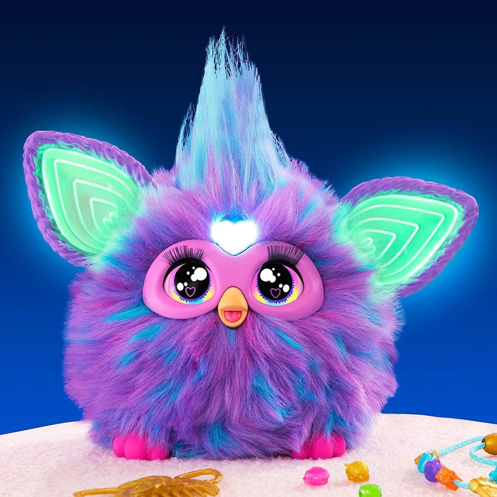 Furby Lila Interaktives Spielzeug mit Sprachaktivierung für Kinder ab 6 Jahren, 15 Modeaccessoires,