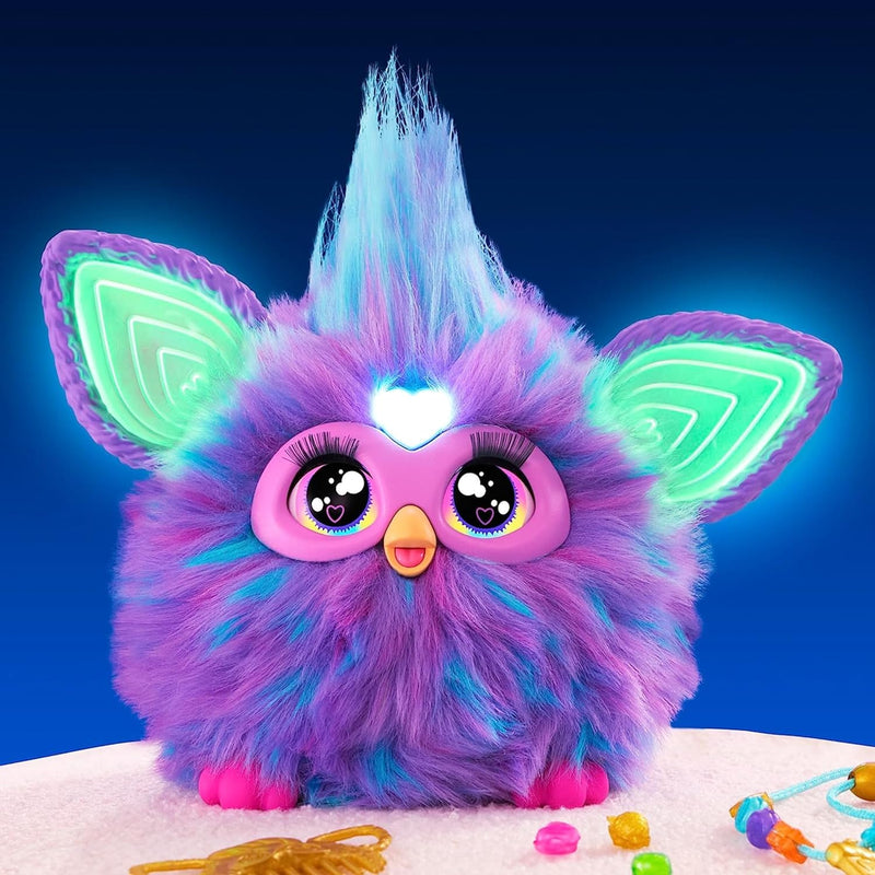 Furby Lila Interaktives Spielzeug mit Sprachaktivierung für Kinder ab 6 Jahren, 15 Modeaccessoires,